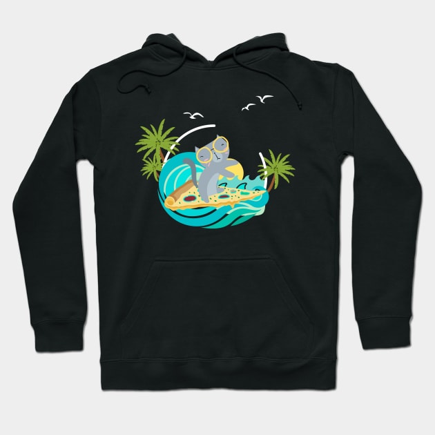 Surfing cat at a Pizza Hoodie by Chaoscreator